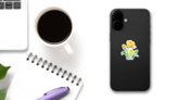 Watercolor Illustration, Yellow Spring Tulips Sticker on a Phone (New) example