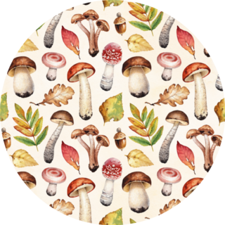Watercolor Illustrations Of Mushrooms And Leaves Sticker