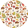 Watercolor Illustrations Of Mushrooms And Leaves Sticker