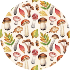 Watercolor Illustrations Of Mushrooms And Leaves Sticker
