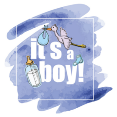 Watercolor It A Boy! Stork Sticker