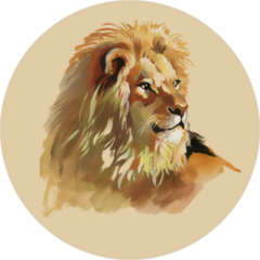 Watercolor Lion Circle Sticker
