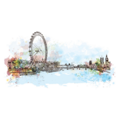 Watercolor London Skyline, Capital Of England UK Sticker