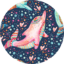 Watercolor Lovely Dolphins Pattern Sticker