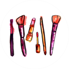Watercolor Makeup Brushes Sticker