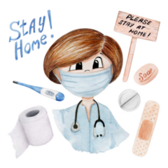Watercolor Medical Illustration Quarantine Sticker