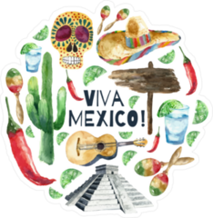 Watercolor Mexico Landmarks Sticker