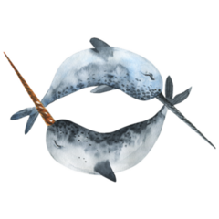 Watercolor Narwhals Hand Painted Sticker