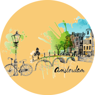 Watercolor Of Amsterdam Netherlands City Sticker