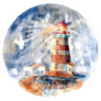 Watercolor Old Red And White Lighthouse Sticker