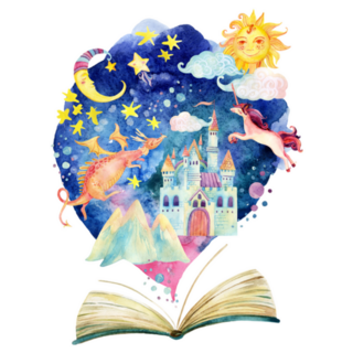 Watercolor Open Book With Magic World Sticker