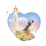 Watercolor Painted Postcard Lighthouse And Bird Puffin Sticker