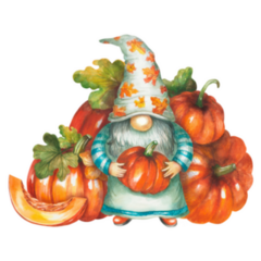 Watercolor Painting Autumn Gnome Pumpkin Sticker