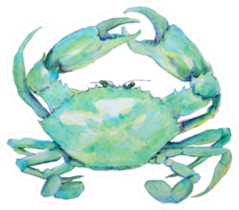 Watercolor Painting Of Blue Green Crab Sticker