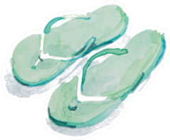 Watercolor Painting Of Sandals Sticker