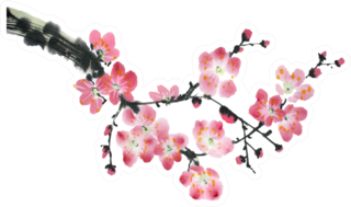 Watercolor Painting Of Tree Branch In Bloom