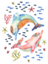 Watercolor Pair Of Lovely Dolphins Sticker