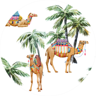 Watercolor Pattern, Camel With Palm Trees Sticker