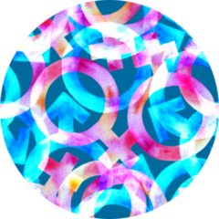 Watercolor Pattern Of Gender Symbols Colorful Sticker
