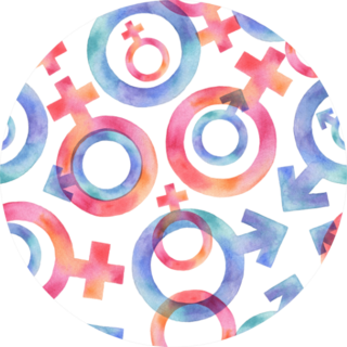 Watercolor Pattern Of Gender Symbols In Pastel Sticker
