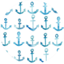 Watercolor Pattern With Anchors Sticker