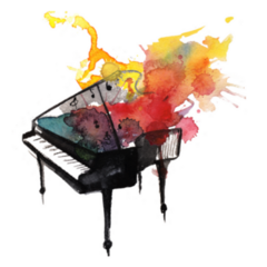 Watercolor Piano Music Sticker