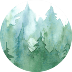 Watercolor Pine Forest Background, Green Trees Illustration Sticker