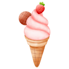 Watercolor Pink Ice Cream Sticker