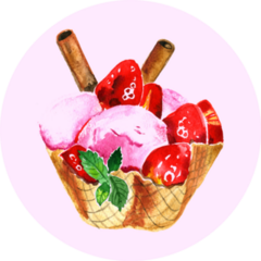 Watercolor Pink Ice Cream Sticker