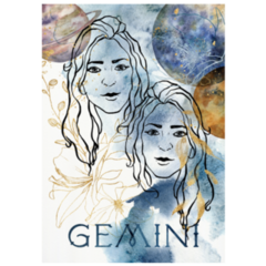 Watercolor Poster Of Zodiac Sign Gemini Sticker