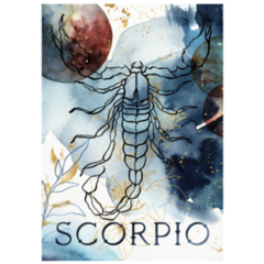 Watercolor Poster Of Zodiac Sign Scorpio Art Sticker