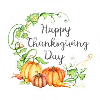 Watercolor Pumpkin And Autumn Leaves Thanksgiving Sticker
