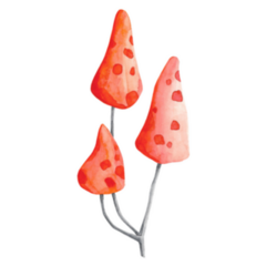 Watercolor Red Long Mushrooms Illustration Sticker