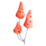 Watercolor Red Long Mushrooms Illustration Sticker