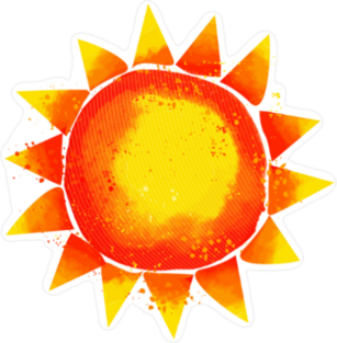 Sun Sticker Redium Watercolor Red Sun Sticker