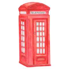 Watercolor Red Telephone Booth London England Sticker
