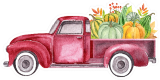 Watercolor Retro Truck With Harvest Pumpkin Vegetables Sticker