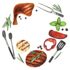 Watercolor Round Barbecue Frame Sticker