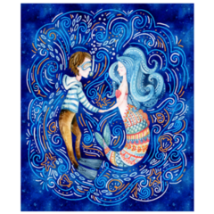 Watercolor Sailor And Mermaid In Love Sticker