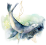 Watercolor Sea Lion And Seaweed Composition Sticker