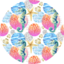 Watercolor Seahorse, Coral Reef In Gradient Sticker