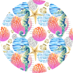 Watercolor Seahorse, Coral Reef In Gradient Sticker