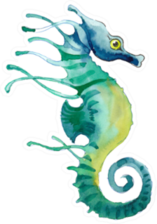 Watercolor Seahorse Green Blue Sticker