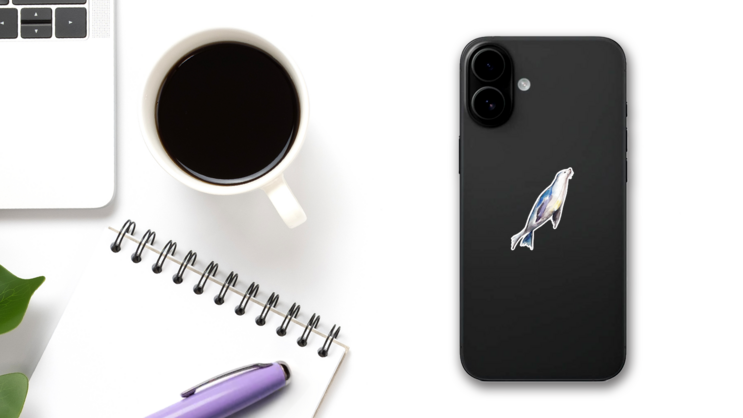 Watercolor Seal Hand-drawn Illustration Sticker on a Phone (New) example