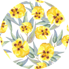 Watercolor Seamless Pattern Of Yellow Flowers Pansies Sticker