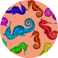 Watercolor Seamless Pattern With Seahorses Sticker