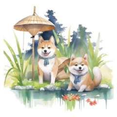 Watercolor Shiba Inu Japan Sticker