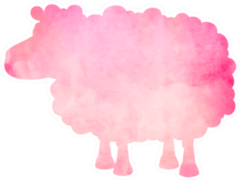 Watercolor Silhouette Of A Pink Sheep Sticker