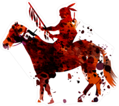 Watercolor Silhouette Of An American Indian on Horseback Sticker