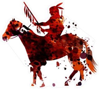 Watercolor Silhouette Of An American Indian on Horseback Sticker